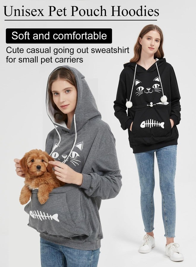 Simcat هودي سيمكات للجنسين لحمل الحيوانات الأليفة، حامل للقطط والكلاب، كنزات بأكمام طويلة، هودي كبير الحجم لطيف للقطط والجراء، رمادي فاتح - Image 3